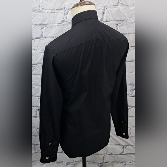 Burberry Men's Black Button Down Shirt TB Monogram Silver Buttons Size XS - Picture 7 of 16